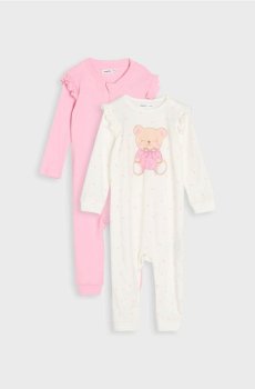 Набір бавовняних дитячих піжам-комбінезонів з воланами 2 pack - кремовий