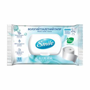 Влажная туалетная бумага Smile Fresh Aroma с клапаном, 1-слойная, 44 шт Влажная туалетная бумага Smile Fresh Aroma с клапаном, 1-слойная, 44 шт