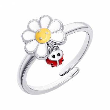 Каблучка UmaUmi Flowers Ромашка з сонечком із білою, жовтою та червоною емаллю (2210000018471) Каблучка UmaUmi Flowers Ромашка з сонечком із білою, жовтою та червоною емаллю (2210000018471)