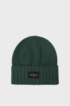Мужская зеленая шапка MONO LOGO PATCH BEANIE RUB Зеленый ONESIZE Calvin Klein K50K512463