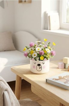 Квітковий горщик з мотивом ведмедика - різнобарвний