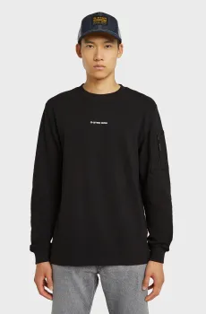 Мужской черный лонгслив Checquard Черный S G-Star RAW D26033,D965