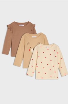 Бавовняна футболка 3 pack - бежевий