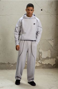 Штани wide leg з контрастною окантовкою - сірий