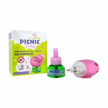 Универсальный электрофумигатор + жидкость от комаров Picnic Baby с экстрактом ромашки, 45 ночей, 30 мл Универсальный электрофумигатор + жидкость от комаров Picnic Baby с экстрактом ромашки, 45 ночей, 30 мл