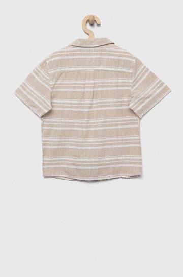 Детская хлопковая рубашка United Colors of Benetton цвет бежевый