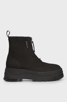 Женские черные нубуковые полусапоги TJW ZIP  UP FLATFORM NUBUCK BOOT Черный 37 Tommy Jeans EN0EN02596