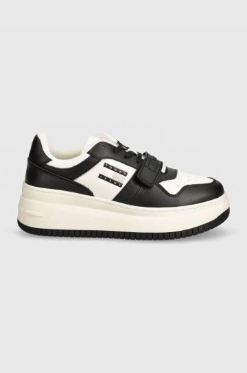 Кроссовки Tommy Jeans TJW RETRO BASKET FLATFORM VELCRO цвет чёрный EN0EN02573 Кроссовки Tommy Jeans TJW RETRO BASKET FLATFORM VELCRO цвет чёрный EN0EN02573