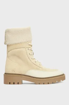 Женские бежевые замшевые ботинки COMBAT MID LACE UP BOOT WL Бежевый 37 Calvin Klein YW0YW01599