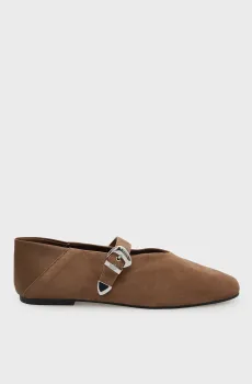 Женские бежевые замшевые балетки BALLERINA Бежевый 39 Tommy Jeans EN0EN03067