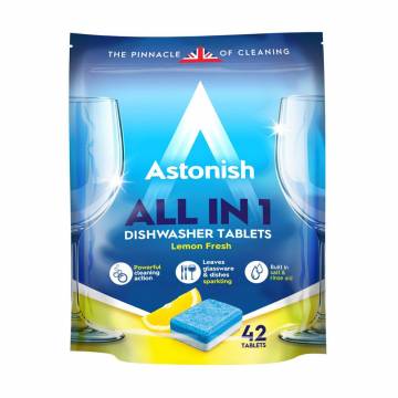 Таблетки для посудомоечных машин Astonish All in 1 Dishwasher Tablets Lemon Fresh Все в одном, 42 шт