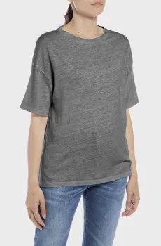 Женская серая льняная футболка Серый S Replay W3786 .000.23101P