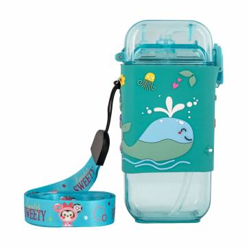 Детский поильник Baby Team тритановый, с силиконовой трубочкой и ремешком, с 9 месяцев, бирюзовый, 225 мл (5091)