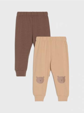 Набір з 2 бавовняних легінсів - бежевий