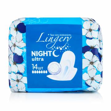 Прокладки для критических дней Lingery Night Ultra, 14 шт Прокладки для критических дней Lingery Night Ultra, 14 шт