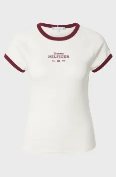 Женская белая футболка MONOTYPE SLIM RINGER SS Белый XXS Tommy Hilfiger WW0WW43898