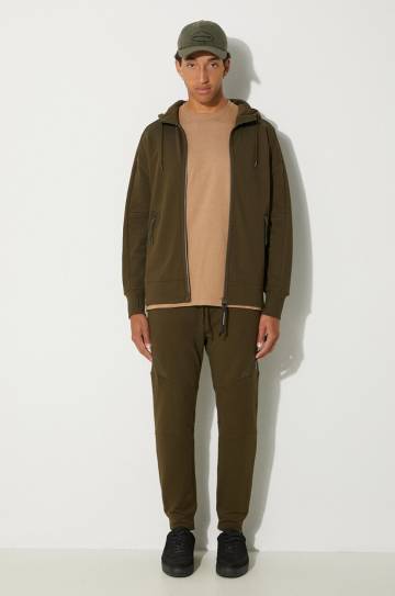 Хлопковые спортивные штаны C.P. Company Diagonal Raised Fleece Lens Sweatpants цвет зелёный однотонные 17CMSP084A005086W Хлопковые спортивные штаны C.P. Company Diagonal Raised Fleece Lens Sweatpants цвет зелёный однотонные 17CMSP084A005086W