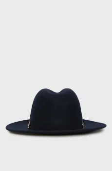 Женская темно-синяя шерстяная шляпа TH NAVAL FEDORA Синий ONESIZE Tommy Hilfiger AW0AW16625