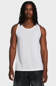 Мужская белая майка UA LAUNCH SINGLET Белый S Under Armour 1382585-100
