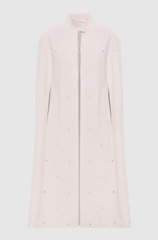 Бежевый кейп из шерсти и кашемира с кристаллами