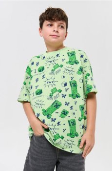 Бавовняна футболка з принтом Minecraft - блідо-зелений