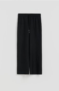 Reserved - Широкі лляні штани - чорний - 080JL-99X