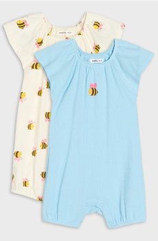 Набір із 2 ромперів із м’якого рубчастого трикотажу - кремовий