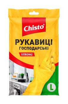 Перчатки латексные Chisto Strong желтые, размер L, 1 пара