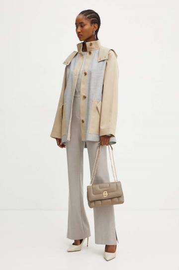 Хлопковое пальто BOSS цвет бежевый переходной oversize 50518465 Хлопковое пальто BOSS цвет бежевый переходной oversize 50518465