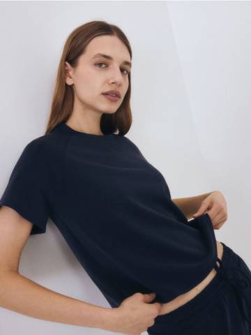 Reserved - LADIES` T-SHIRT - темно-синій - ZR401-59X Reserved - LADIES` T-SHIRT - темно-синій - ZR401-59X