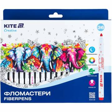 Набір фломастерів Kite Creative superwashable 36 кольорів (K-1154) Набір фломастерів Kite Creative superwashable 36 кольорів (K-1154)