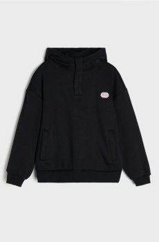 Худі half-zip з кнопками - чорний
