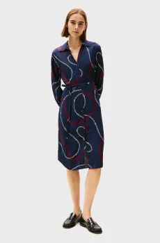 Женское темно-синее платье с узором SOFT Синий S Tommy Hilfiger WW0WW44665