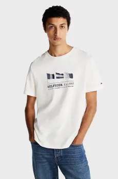 Мужская белая футболка HILFIGER FLAGS TEE Белый XL Tommy Hilfiger MW0MW37439