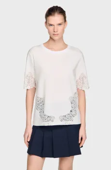 Женская белая футболка Белый XS Sandro SFPTS01765_Ecru