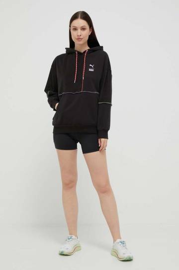 Кофта Puma X TRP женская цвет чёрный с капюшоном узор 539128-39 Кофта Puma X TRP женская цвет чёрный с капюшоном узор 539128-39