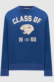 Синий свитшот с принтом