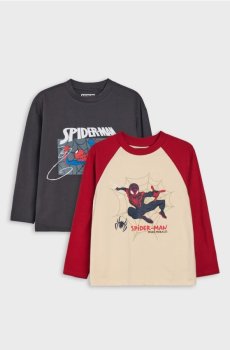 Бавовняні футболки loose з довгим рукавом, комплект 2 шт. Spider-Man - різнобарвний