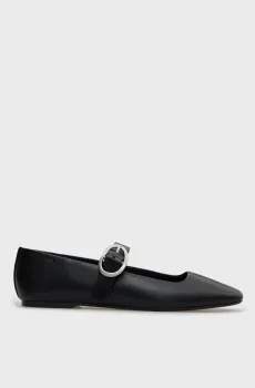 Женские черные кожаные балетки SQUARED BALLERINA Черный 36 Calvin Klein HW0HW03037