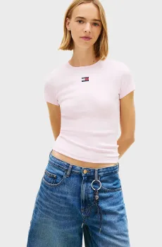Женская розовая футболка BADGE Розовый XS Tommy Jeans DW0DW17881