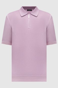 Фиолетовое поло из шелка с монограммой логотипа