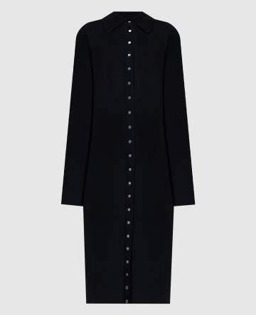 Черное платье миди из шерсти