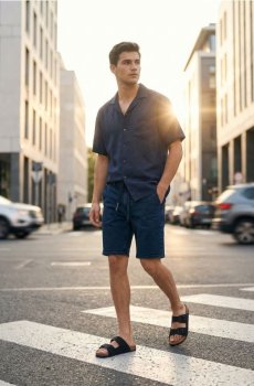 Джинсові шорти slim - steel blue