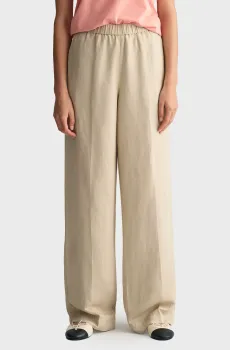 Женские бежевые льняные брюки REL LINEN BLEND PULL ON Бежевый 34 Gant 4150306