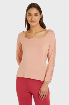 Женский пудровый лонгслив Розовый S Calvin Klein 000QS7006E