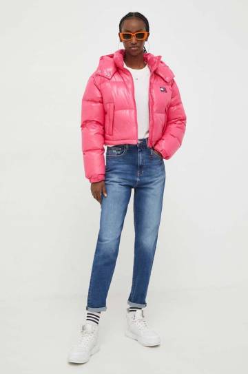 Пуховая куртка Tommy Jeans женская цвет розовый зимняя Пуховая куртка Tommy Jeans женская цвет розовый зимняя