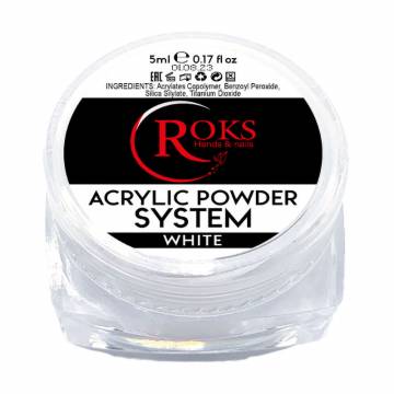 Акриловая пудра для ногтей Roks Acrylic Powder System, White, 5 мл Акриловая пудра для ногтей Roks Acrylic Powder System, White, 5 мл