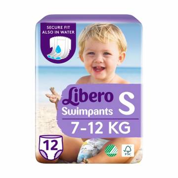 Подгузники-трусики для плавания Libero Swimpants Small размер S (7-12 кг), 12 шт Подгузники-трусики для плавания Libero Swimpants Small размер S (7-12 кг), 12 шт