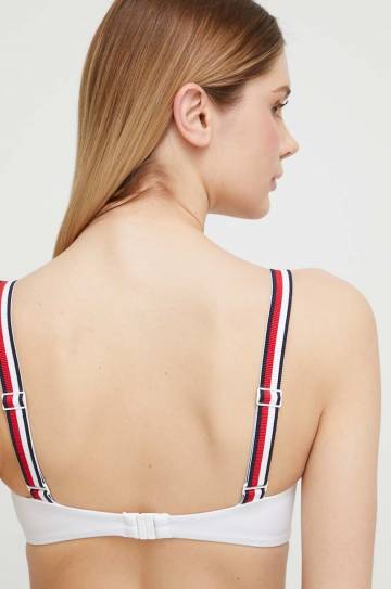 Купальный бюстгальтер Tommy Hilfiger цвет белый мягкая чашечка Купальный бюстгальтер Tommy Hilfiger цвет белый мягкая чашечка