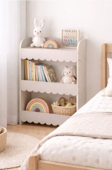 Підлоговий стелаж на 3 рівні з хвилястим краєм - нюдовий